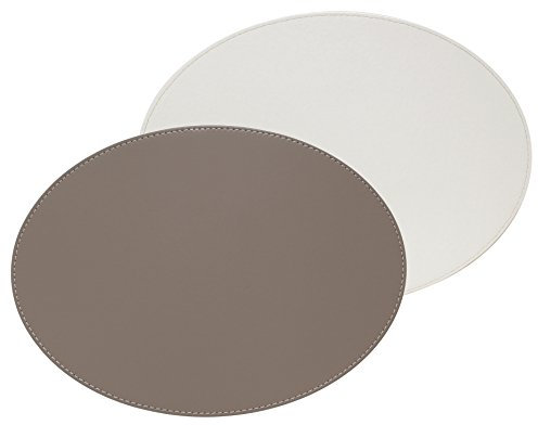 FreeForm DUO oval, taupe/weiß, Kunstleder, Maße: 45 x 34 cm Platzset, One Size
