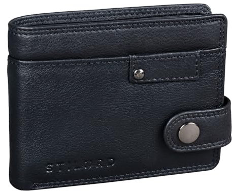 STILORD 'Finley' Portefeuille en Cuir pour Homme avec Protection RFID NFC - Porte-Monnaie Vintage avec Bouton-Pression - Porte-Cartes en Cuir Véritable en Coffret Cadeau, Couleur:Noir