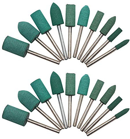 Rubber Polishing Bits Bullet Cylinder Shape Polishing Burrs Bit Fit Tool,Electric Drill,Rotary Tool Accessory 3mm Mandrel 20 Pieces