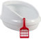 Iris Ohyama Cat Litter Tray with Scoop, Up to 4kg, White, Open Top, Cat Litter Box, High Sided, For Kitten, Rabbit, Small Deep, BPA Free, Easy to Clean, PNE-500H