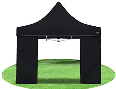Stabilezelte Faltzelt Seitenteil mit TÜR 3 Meter SCHWARZ
