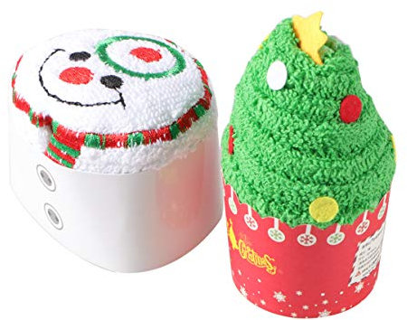 Healifty Weihnachtshandtuch-Set, Weihnachtshandtuch, Geschirrtuch, weiße Baumwolle, Weihnachtsbaum und Schneemann, 2 Stück