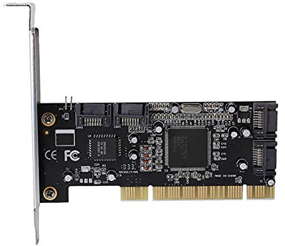 Fdit Tarjeta PCI a 4 Puertos SATA Raid Tarjeta controladora Raid Chipset Sil3114 Velocidad de transmisión de 1,5 Gbps, con Unidad de CD
