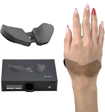 DELTAHUB Carpio 2.0 - ergonomische Handgelenkauflage für Rechtshänder, Handgelenkstütze bei Benutzung der PC-Maus, Reduziert Überstreckung, Ermüdung & Handgelenkschmerz, leichtes Gleiten - Small/Grau