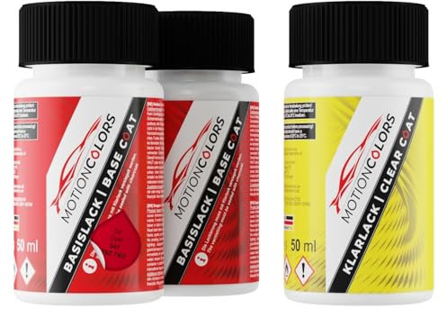 MOTIONCOLORS Magmarot/Rouge Magma 547 / 79Z 79U für Opel Autolack Lackstift Set Grundlack Basislack Klarlack je 50ml