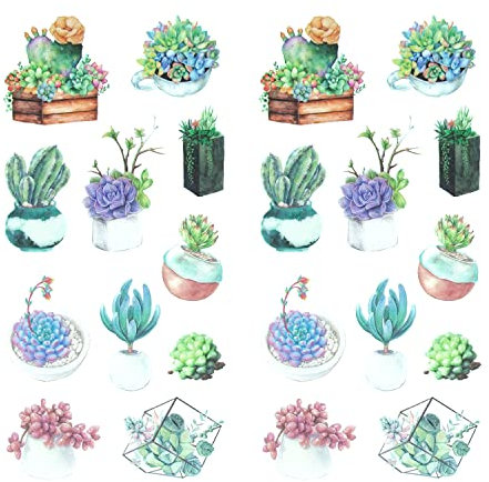 Oblique Unique® Blumen Sticker Pflanzen Blätter Aufkleber Vintage Kakteen Wildblumen Küche Dekoration Scrapbooking Kinder Basteln (Vintage Kakteen)