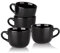 AmorArc 680 ml Suppentassen mit Griffen, Jumbo-Keramikschalen-Set mit Griffen für Kaffee, Müsli, Cappuccino, Snacks, mikrowellen- und spülmaschinenfest, Suppentassen für Mahlzeiten, Schwarz
