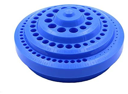 Tiardey 100pcs Hole Round Shape Organizer Case Hard Plastic Drill Bit Organizer Storage Case Stand - Blue