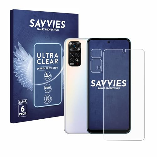 Savvies 6 Stück Schutzfolie für Xiaomi Redmi Note 11S (Display+Kamera) Displayschutz-Folie Ultra-Transparent