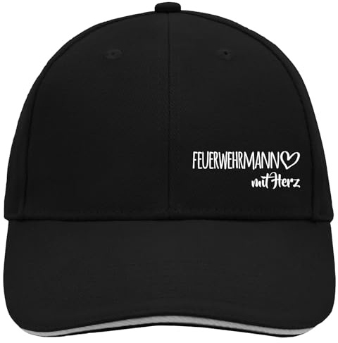 Huuraa Cappy Mütze Feuerwehrmann mit Herz Geschenk | Baseballkappe Basecap Kappe Geschenkidee Unisex Baseball Cap