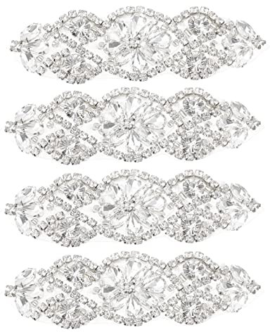 MILISTEN 4 Stück Strassapplikation Kristall Strass Applikationen Patches Hochzeit Strass Gürtel DIY Schärpe Applikation Nähen Kleid Dekoration für Hochzeit Kopfschmuck Dekoration () Silber