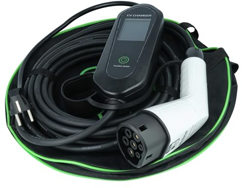 vhbw Typ 2 Ladekabel 3,5 kW 16 A 1-phasig 10 m kompatibel mit FIAT 500 Elektro, 500x E-Auto - Kabel für Wallbox & Haushaltssteckdose Typ F CEE 7/7