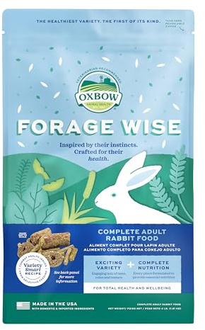 Oxbow Forage Wise Adult Rabbit Food, Engaging Variety Diet with Complete Nutrition in Every Piece, Timothy Hay Based Rabbit Food with Variety, Supports Digestion & Dental Health, Made in USA, 4 lb Bag