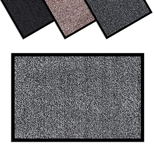 Vinsani Dirt Trapper Water Absorbent Non-Slip Rubber Back Carpet - Heavy Duty Hallway Runner for Kitchen & Living Room - 40x60cm Light Grey