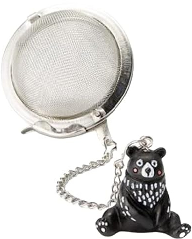 Teemando® - Uovo da tè Woody, in acciaio inox, con ciondolo a forma di orso, Ø ca. 5 cm