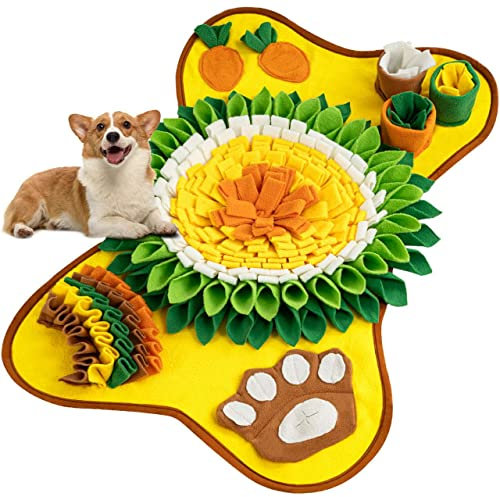 Avont Hund Schnüffelmatte, Interaktives Füttern Puzzle Futtermatte Slow Feeder für Welpen Katze Häschen Bereicherung - Sonnenblume