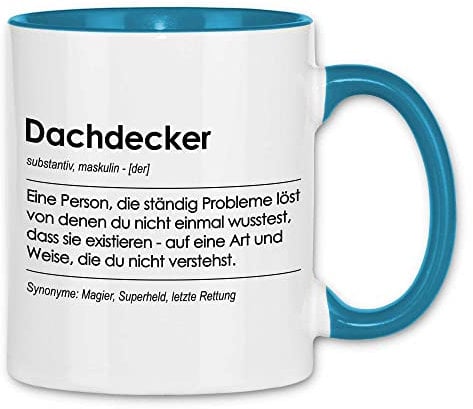 wowshirt Tasse Geschenk für Dachdecker Definition Geburtstag Weihnachten, Farbe:White - Light Blue