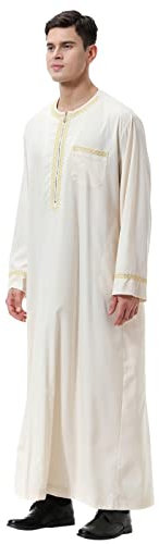 MNSWR Muslimische Kleidung Lange Hijab Zum Beten Islamischer Königshaus-Anzug Retro-Abaya Muslimische Kleidung Herren Muslim Arabisch Mittlerer Osten Rundhalsausschnitt Zweiteilige Muslimi