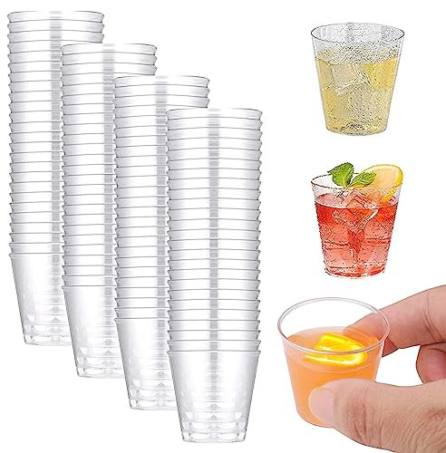 Schnapsgläser aus Kunststoff, Schnapsgläser Plastik, Plastikbecher, Wiederverwendbare Shotgläser, Partybecher, Trinkbecher Transparent, Schnapsbeche für Party Verkostung Hochzeiten (100 Stück 50ml)