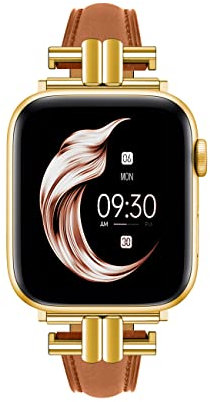 Juntan Leder Slim Band Kompatibel für Apple Watch 38mm 40mm 41mm, Echtes Braun Leder I-Shape Strap Ersatz Armband mit Edelstahl Schnalle für iWatch Frauen Bands Serie 10 9 8 7 6 5 4 3 2 1 SE