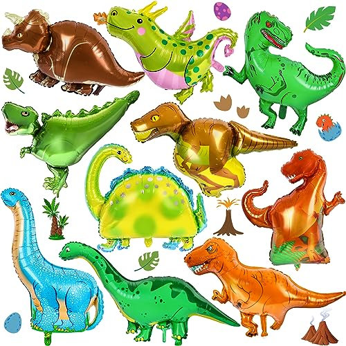 10 Stücke Dinosaurier Luftballons, Dinosaurier folienballon, Dino Luftballons Party, Kinder Dino Luftballon für Geburtstag Geschenk, Dinosaurier Jungle Stil Party