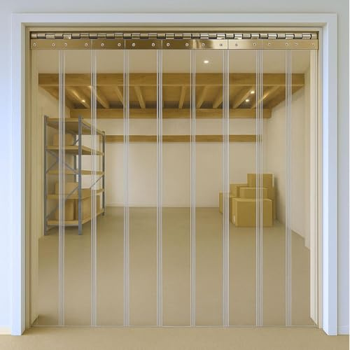 Byson PVC Strip Curtain Door Kit 10 x 10 Feet (3 x 3 Meters) Coldroom Warehouse Catering Vinyl Clear Plastic Curtain Kit with 20 Strips (2mm Thick and 200mm Wide)