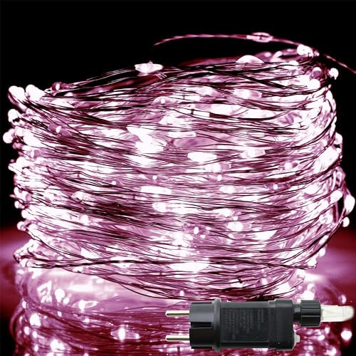 OXYN Lampadine Luci LED Natale Alimentazione 230V Colore Filo Verde Lampada Casa Albero Decorazioni Natalizie Stringa Presepe Giochi Luce Esterni Interni Flessibile (100 LED 10 metri Rosso)