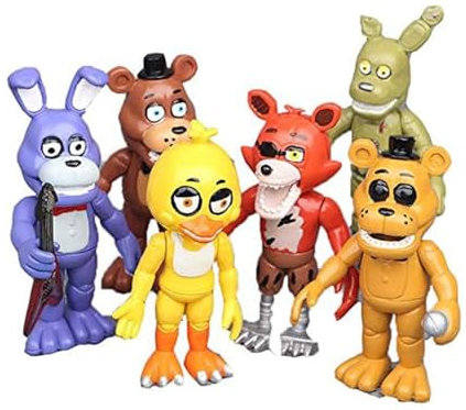 6 Pcs five nights cake toppers Toys set for the five nights party supplies