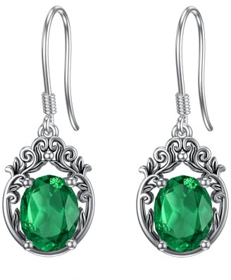 Althum Smaragd Ohrringe 925 Sterling Silber Oval Geformter Labor Gewachsen Smaragd Ohrringe Damen mit Vintage Filigranen Ohrringen