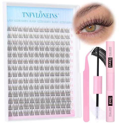 TNFVLONEINS Wispy Kit d'extension de cils indiviudaux 168 pièces - Cils naturels courbés C - Kit d'extension de cils doux russes