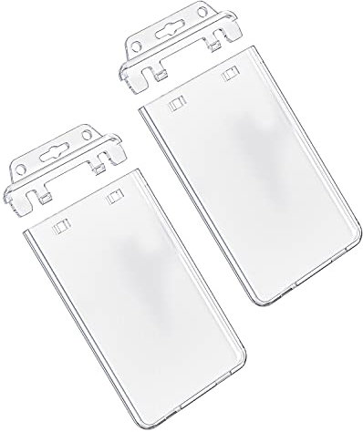 Uniclife Porte Badge à Verrouillage Permanent pour les Cartes Moins Fréquemment Utilisées Etui Vertical en Plastique Rigide Transparent pour le Bureau l'École Cartes d'Identité de Crédit, 2 Pièces