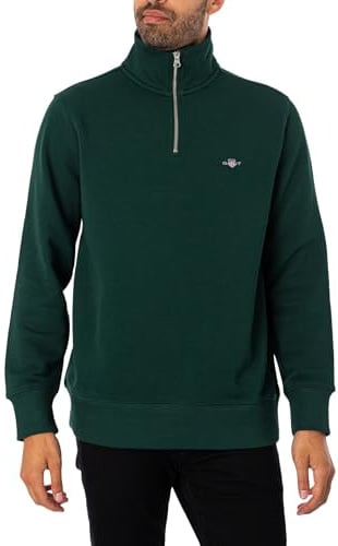 GANT Herren Reguläres Shield-Sweatshirt Mit Halbem Reißverschluss, Tartan Green, L