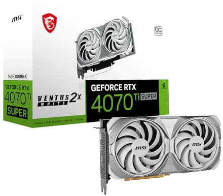 MSI Gaming RTX 4070 Ti Super 16G Ventus 2X White OC Graphics Card (NVIDIA RTX 4070 Ti Super, 256-Bit, Extreme Clock: 2655 MHz, 16GB GDRR6X 21 Gbps, HDMI/DP, Ada Lovelace Architecture)