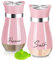 UDQYQ Ensemble salière et poivrière en acier inoxydable avec bouteille en verre, distributeur d'épices, accessoires de cuisine pour la maison, la cuisine, le restaurant, la table à manger (rose)