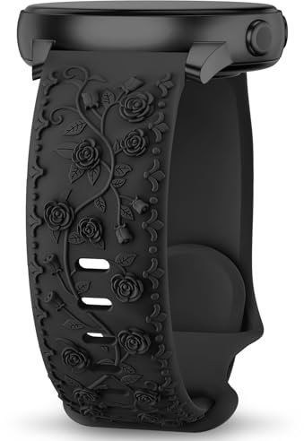 Floral Gravierte Armband Kompatibel Mit Samsung Galaxy Watch 6/5/4 40mm 44mm, 5 Pro 45mm, Active 2, 3-20mm Weiches Silikon Ersatzarmband für Damen