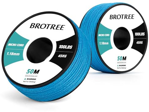 Brotree Micro Cord 1,18 mm 50M Spule Paracord Schnur Polyester Seil für Armband, Handwerk und DIY - 45kg Bruchlast (Blau)
