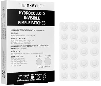 The INKEY List Hydrocolloid Invisible Pimple Patches, Spot Patches Contains Salicylic Acid, Day/Night Anti Acne Patches, Vegan & Cruelty Free, Suitable For All Skin Types