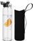 DEARRAY 1l Gourde en Verre avec Paille, 1 litre Bouteille d'eau en Verre Borosilicaté Anti-fuite avec étui de Protection en Néoprène