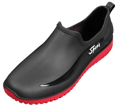 UnoSheng Stivali di gomma corti stivali da pioggia da uomo impermeabili di grandi dimensioni scarpe da lavoro per gli uomini slip-on da pioggia slip scarpe casual stivali corti acqua all'aperto, a, 43