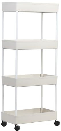 Hiborth Planzentand mit Rädern, Rollender Pflanzregal für Innen und Außen, Kunststoff-Pflanzregal für Mehrere Pflanzen, 4-stufiges Pflanzenregal