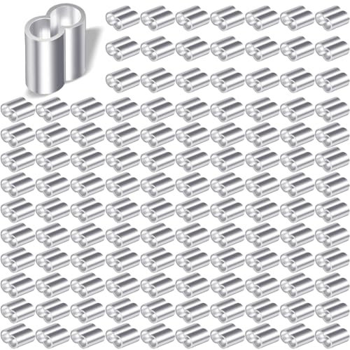 Furuising 120 Pezzi 3mm Manicotti in Alluminio per Cavo, Morsetti per Funi in Alluminio,Ghiere in Alluminio per Cavo Funi Catene per Cani