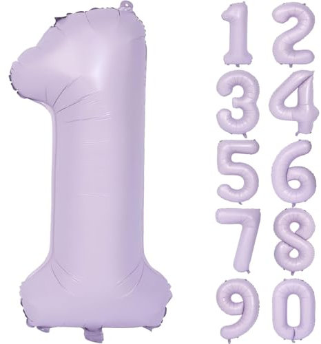 Lila Luftballon 40 Zoll Flieder Zahlenballon Groß Helles Lila Luftballon 1 Hell Lila Geburtstag Ballon lila Folienballon Zahl 1 Helium Ballon 1 Mädchen Jungen Geburtstagsdeko Jubiläum Party Deko