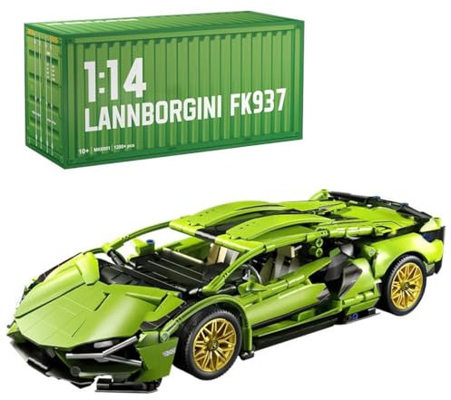 JUCYJULY Technik Sportwagen Bausteine Set für Lambo, 1280 Klemmbausteine Auto Bausatz Supersportwagen Modellbausatz, MOC Car Rennwagen Modellauto Spielzeug Geschenk Erwachsene Kinder