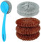 6Pcs Kitchen Cleaning Set, Non-Scratch Handled Scourers with Refill and Copper Mesh Scrubbers for Pots, Pans and Grills, Non-Abrasive Scourers for Effective Cleaning