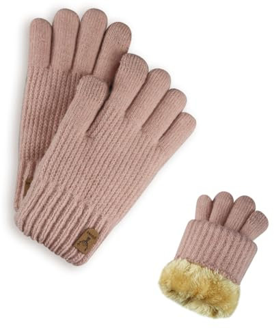 Suevut Thermohandschuhe Winter Herren, Touchscreen Handschuhe Winter Damen, Strickhandschuhe Wollhandschuhe Herren, Laufhandschuhe, für Indoor-Outdoor-Sport (Rosa)