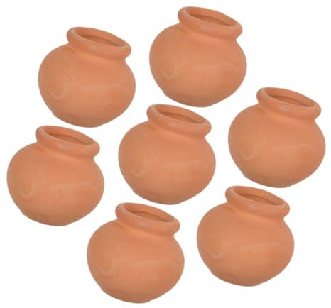 BESTonZON 7 Piezas Maceta suculenta macetas de vivero pequeñas vasijas de Barro Set de macetas en Color marrón Macetas de diseño miniaturas de casa de muñecas Mini macetas para suculentas