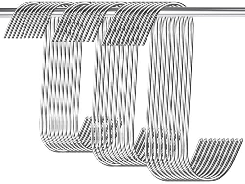 Kapokr 30 Stück Fleischhaken 13/15/18cm S Haken Fleischerhaken Edelstahl Räucherhaken für die Fleischverarbeitung, Küchenhaken für Badezimmer, Schlafzimmer, Büro, Küche, Geschäft