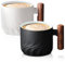 Porzellan Kaffeetasse, 2 Stück Espressotassen, Kaffeetassen Mit Henkel, Cappuccino Tassen, 70ml Teetasse Espressotassen, Mini Teetasse Kaffeetasse, Keramiktasse Für Espresso Tee Latte (Schwarz + Weiß)