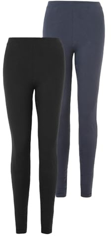 Marks & Spencer Damen Baumwolle Hose 2er-Pack Regular | Mit mittlerem Bund, Beinform: Knöchellang, Waschung: Dunkelblau, Zum Reinschlüpfen, Leicht