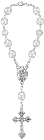 MIRKUZI Innenspiegel 1 Stück Auto Rückspiegel Rosenkranz, Auto Deko, Auto Glücksbringer, Auto Rückspiegel Anhänger, Fahrer Geschenk Gebetskette, Rosenkranz Auto